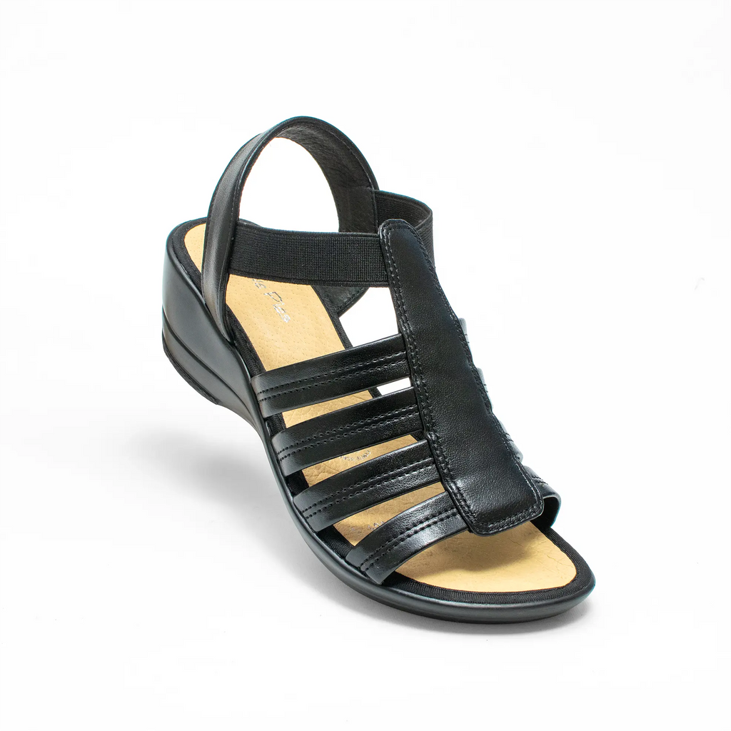 Sandalia negra Cuña Baja 0022