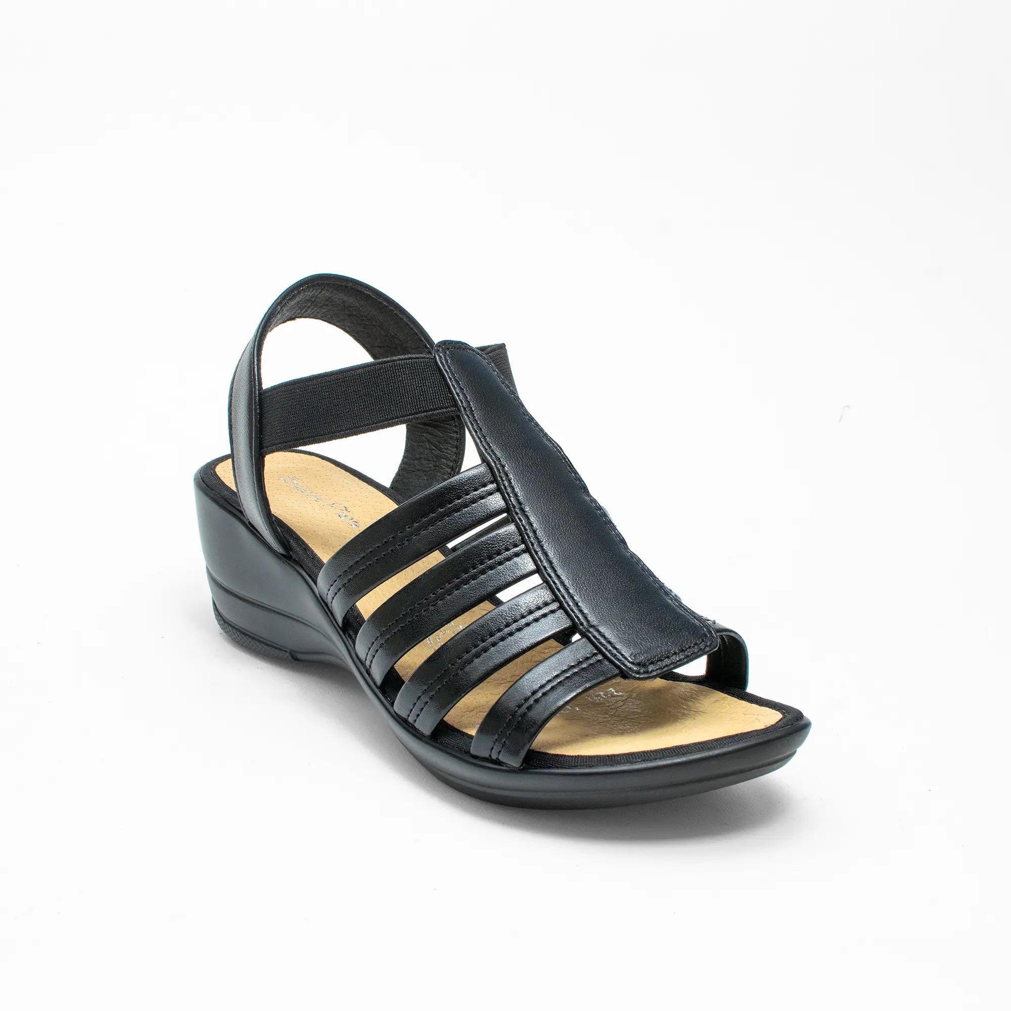 Sandalia negra Cuña Baja 0022