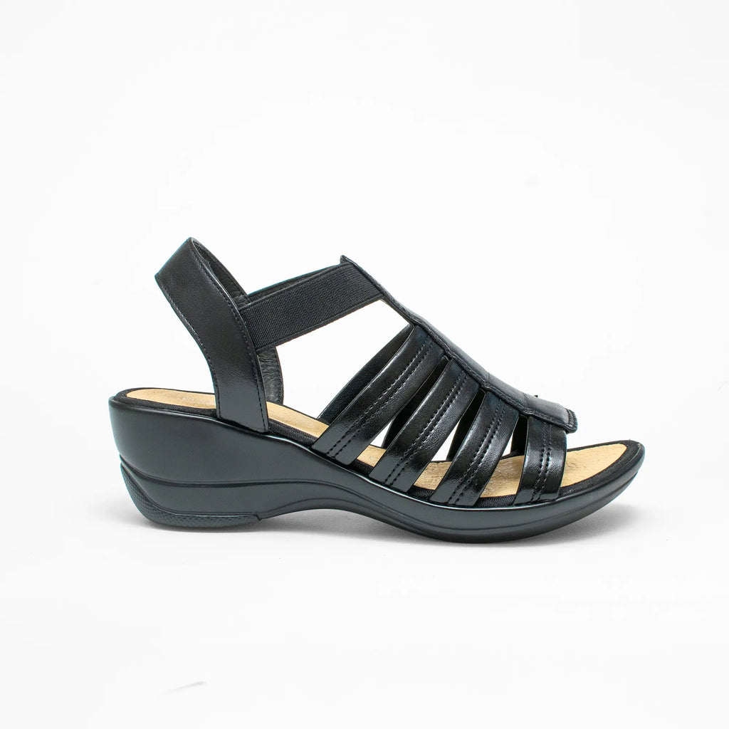 Sandalia negra Cuña Baja 0022