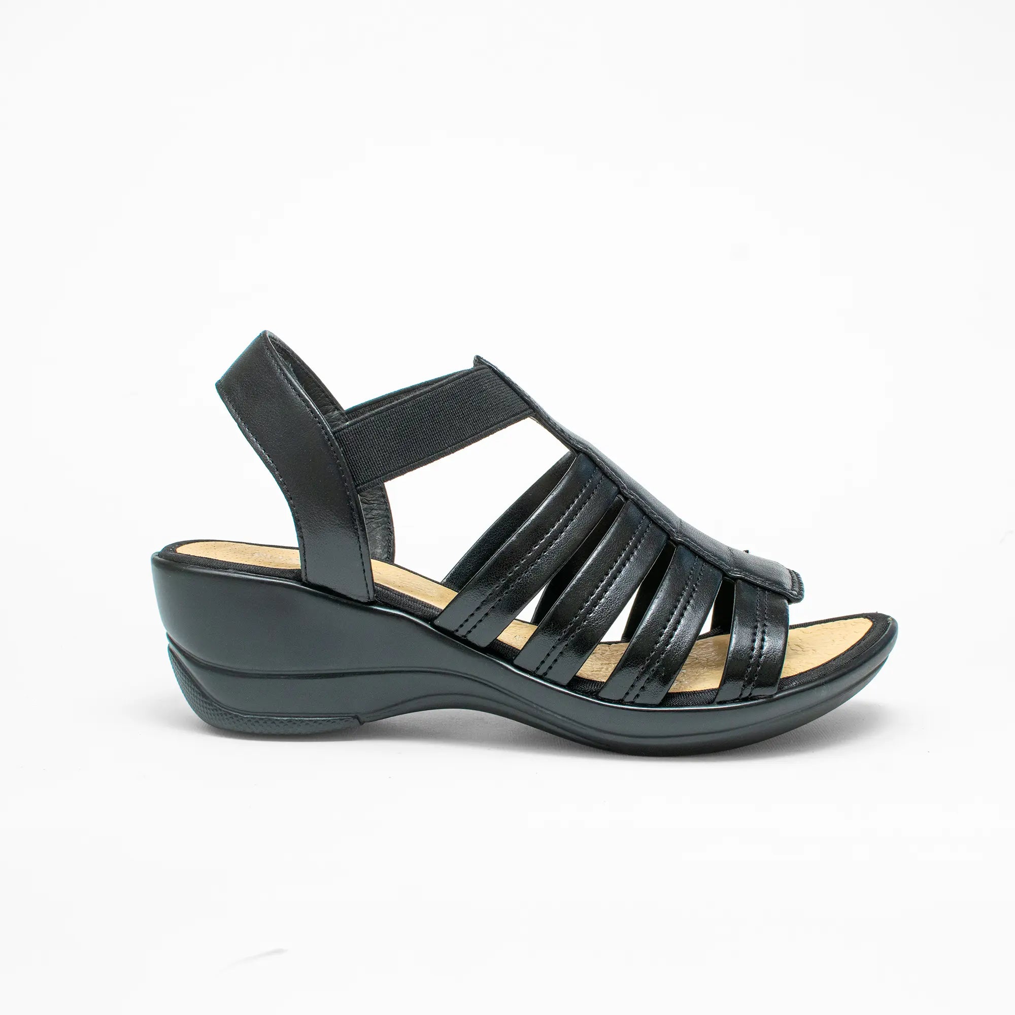 Sandalia negra Cuña Baja 0022