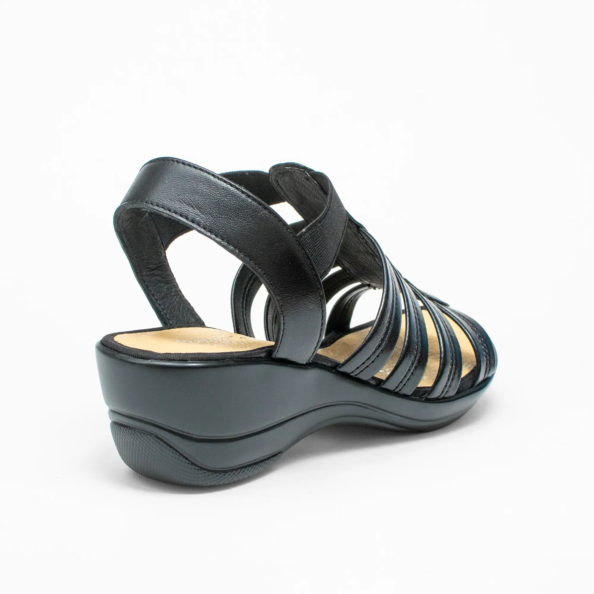 Sandalia negra Cuña Baja 0022