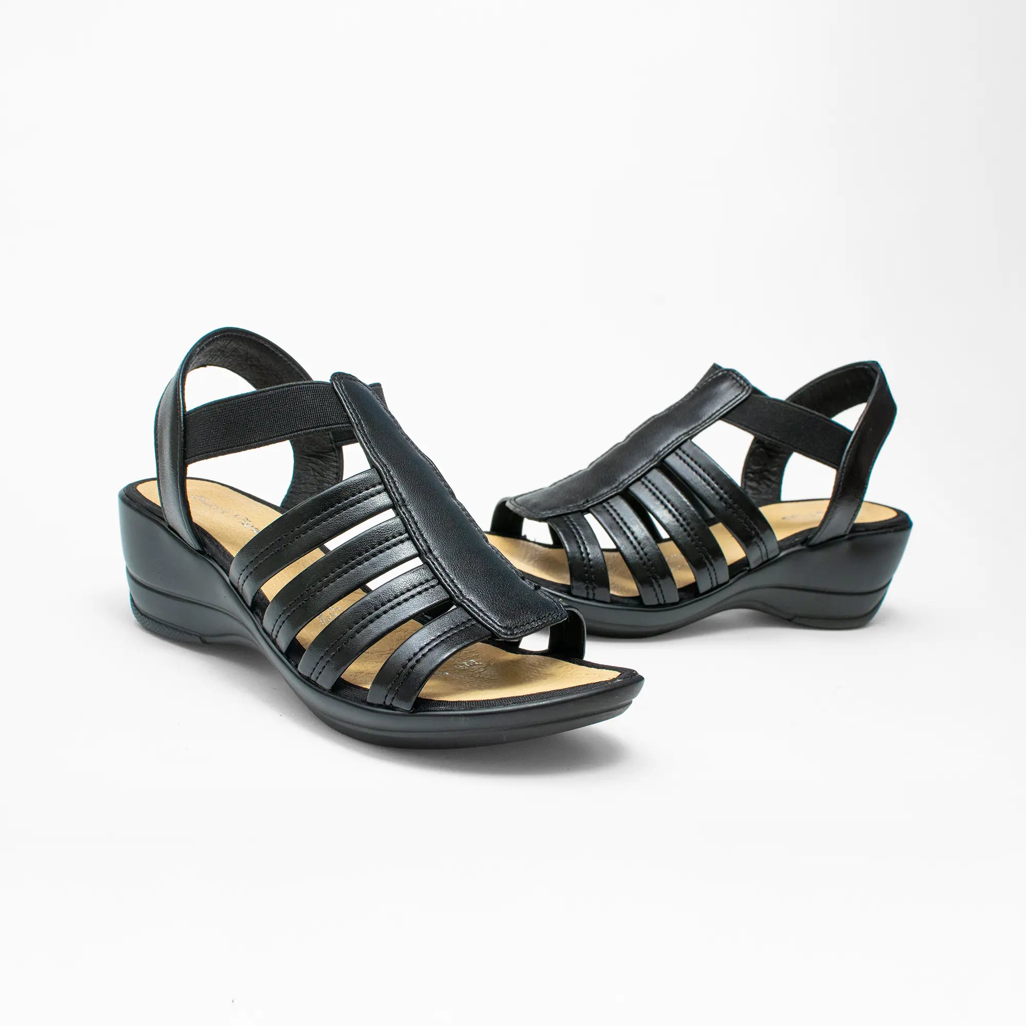 Sandalia negra Cuña Baja 0022