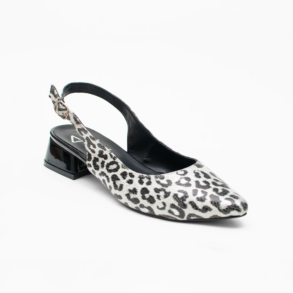 Slingback Animal Print Blanco con Negro  SSC