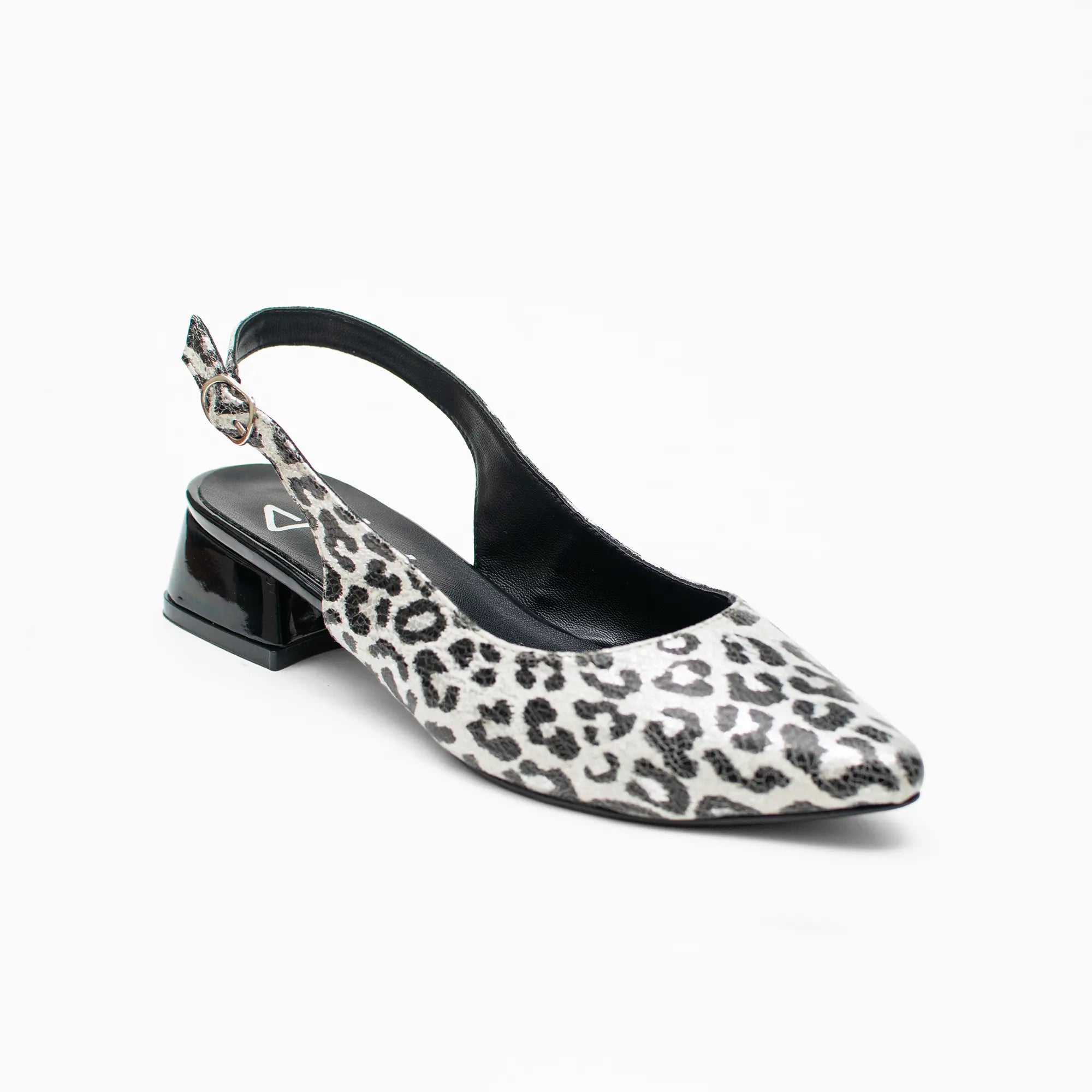 Slingback Animal Print Blanco con Negro  SSC