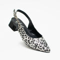 Slingback Animal Print Blanco con Negro  SSC