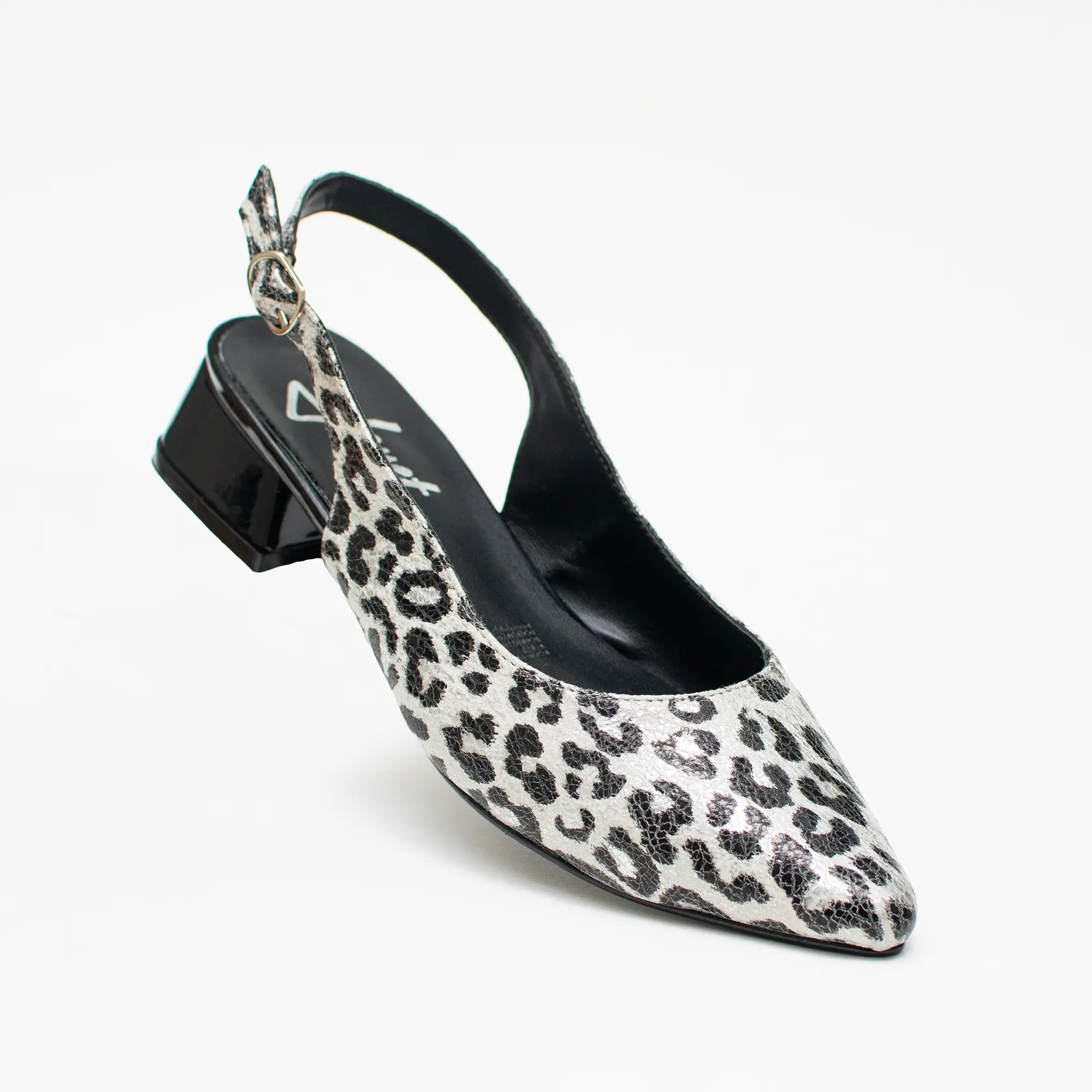 Slingback Animal Print Blanco con Negro  SSC