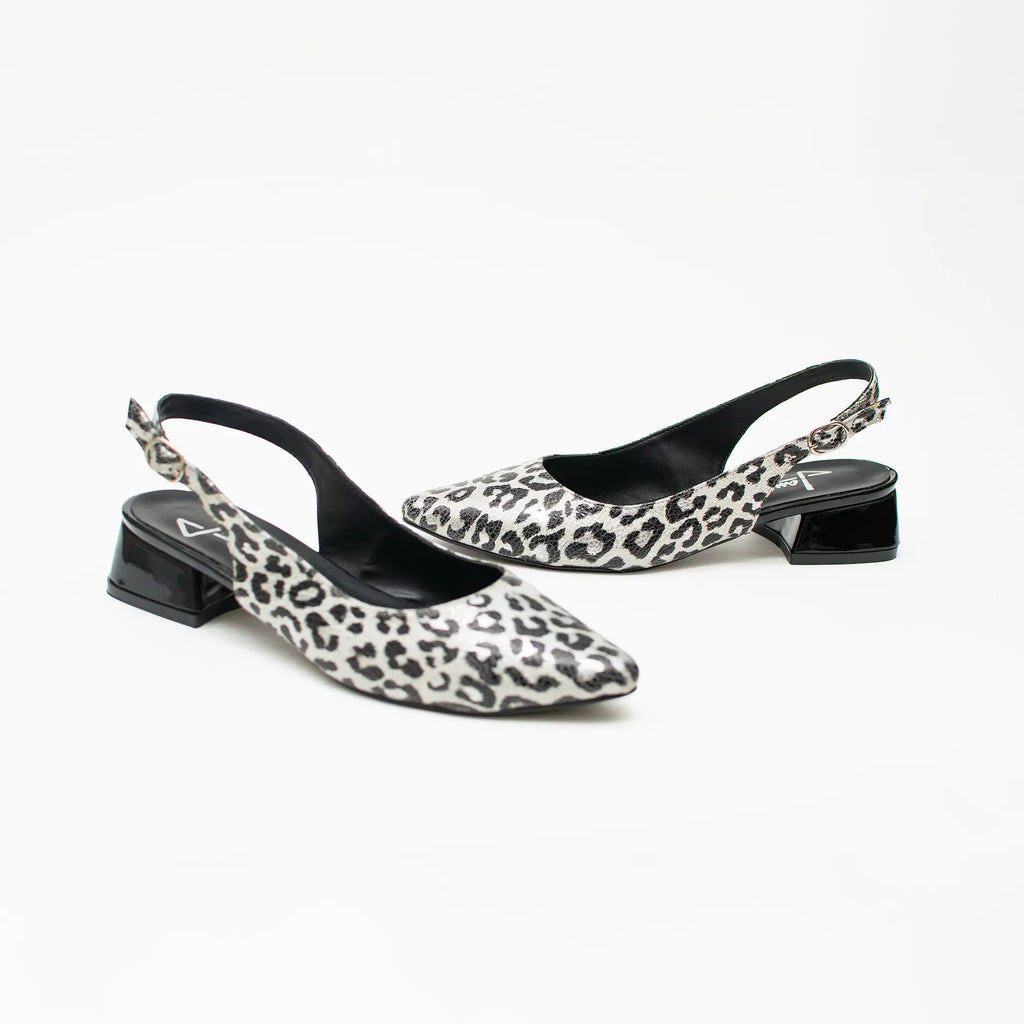 Slingback Animal Print Blanco con Negro  SSC