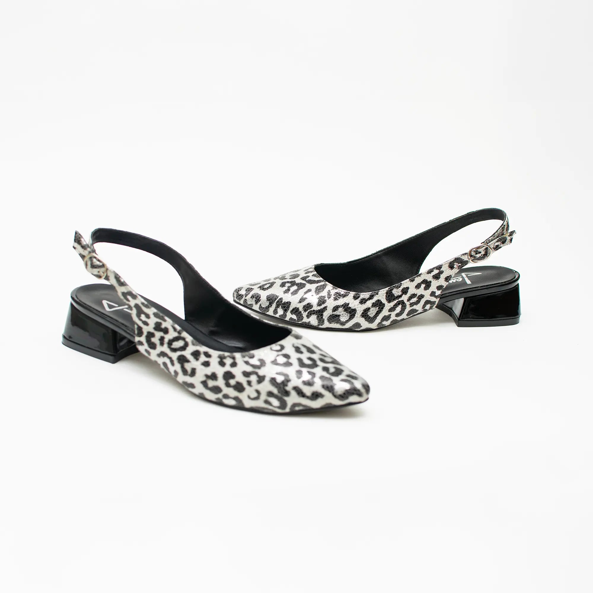 Slingback Animal Print Blanco con Negro  SSC