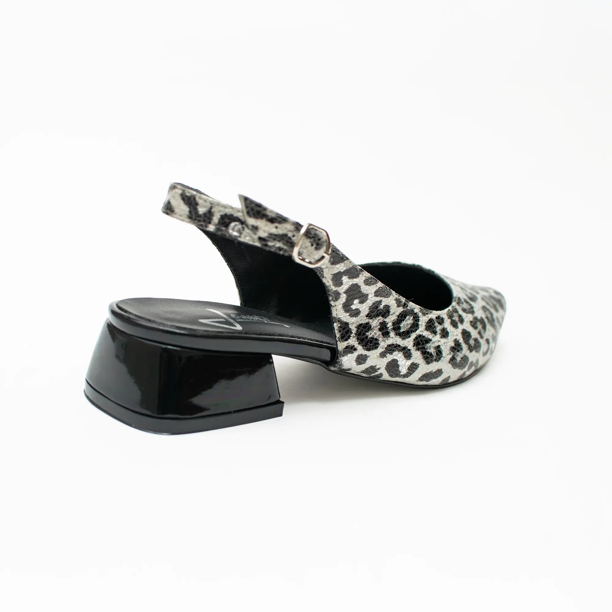 Slingback Animal Print Blanco con Negro  SSC