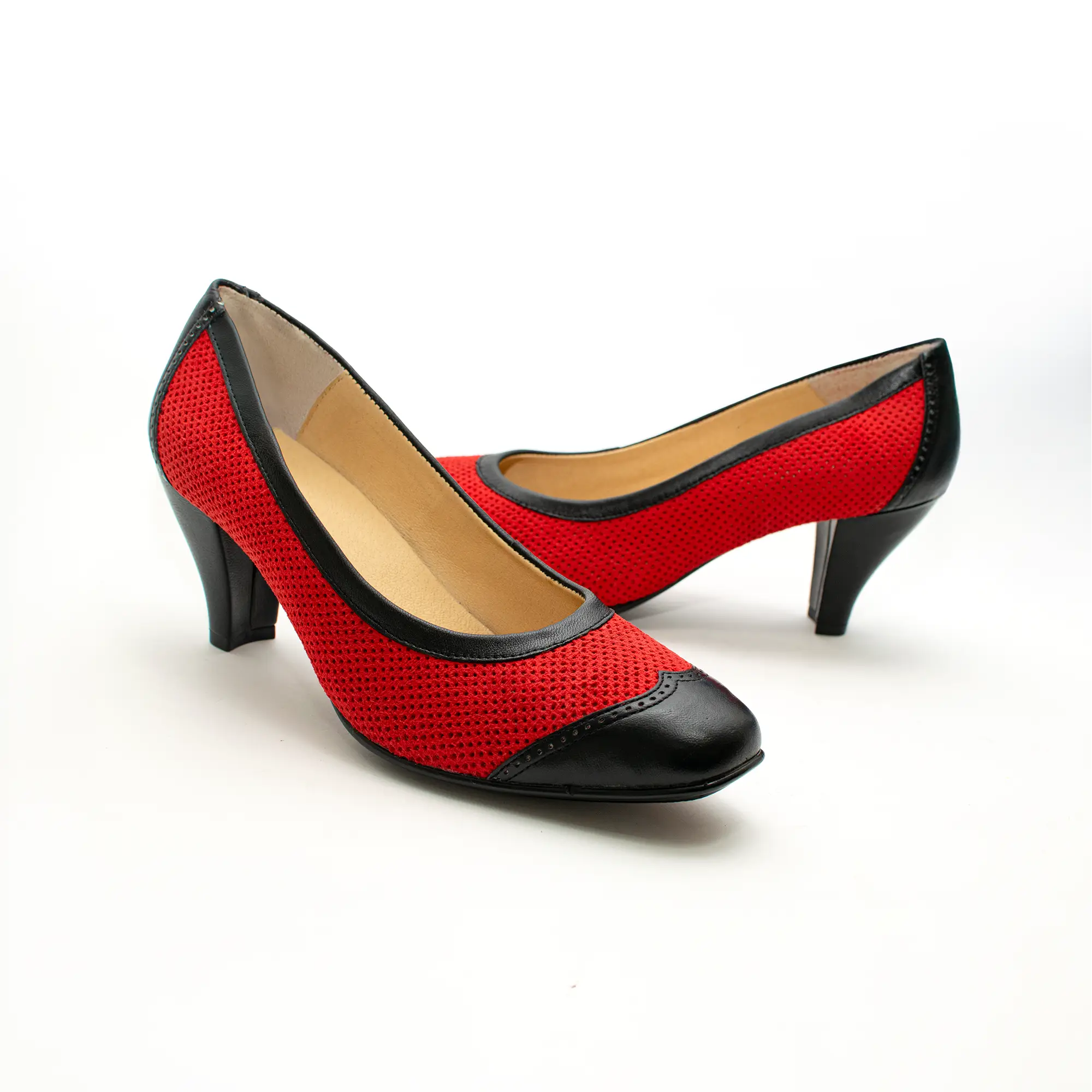 Zapato Tacón Medio Rojo 448