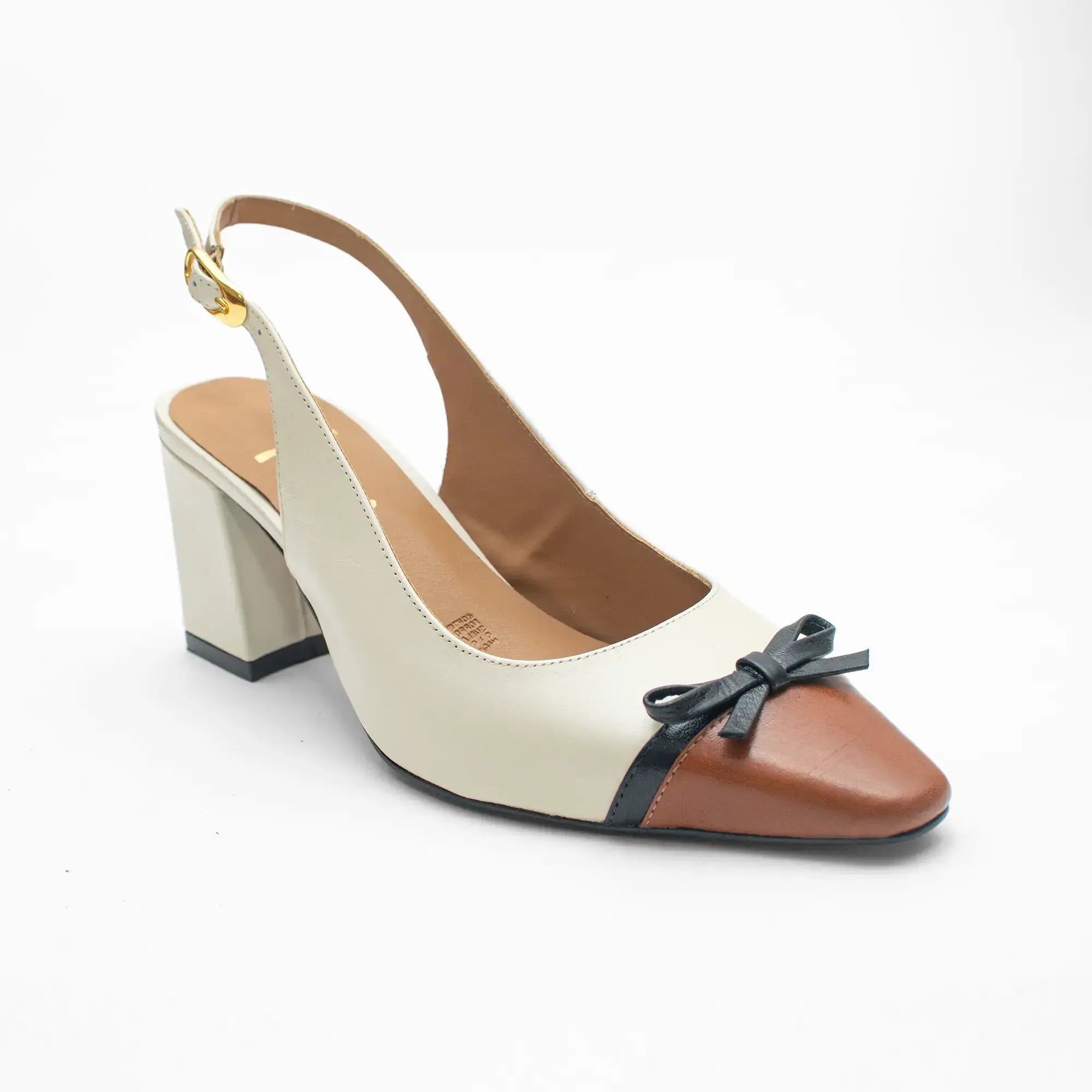 Zapato Piel Porcelana Beige con Café 9004