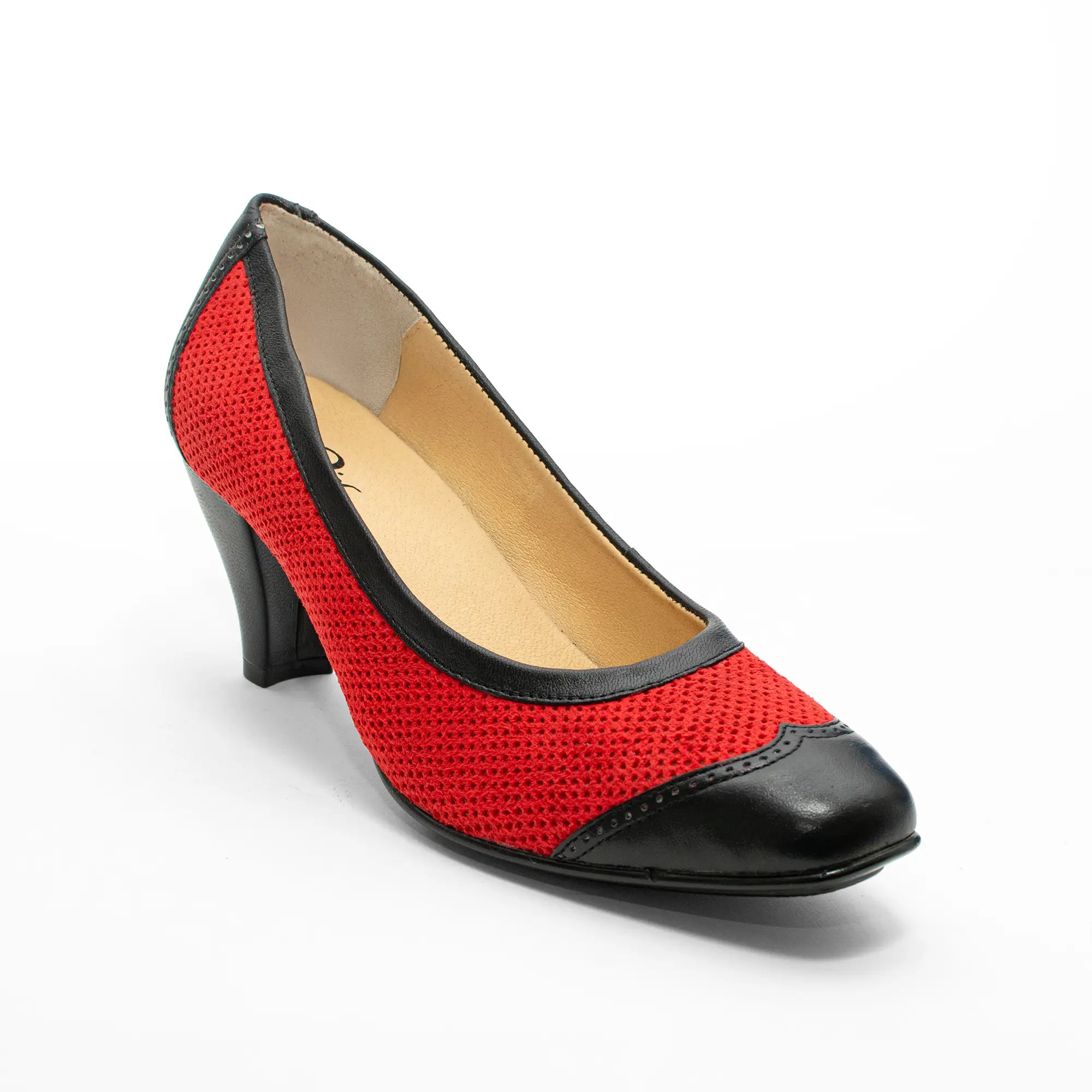 Zapato Tacón Medio Rojo 448