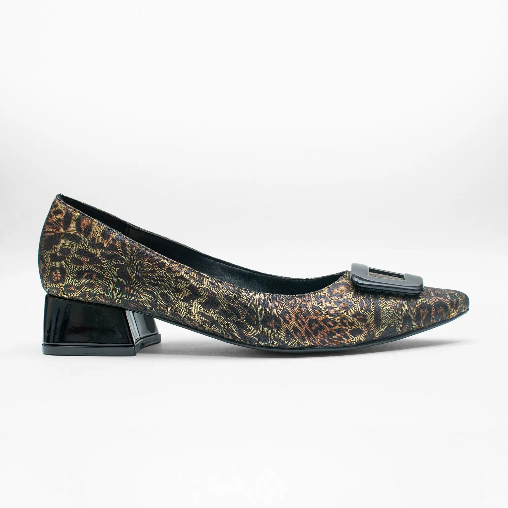 Tacón Bajo Leopardo Charol 6065
