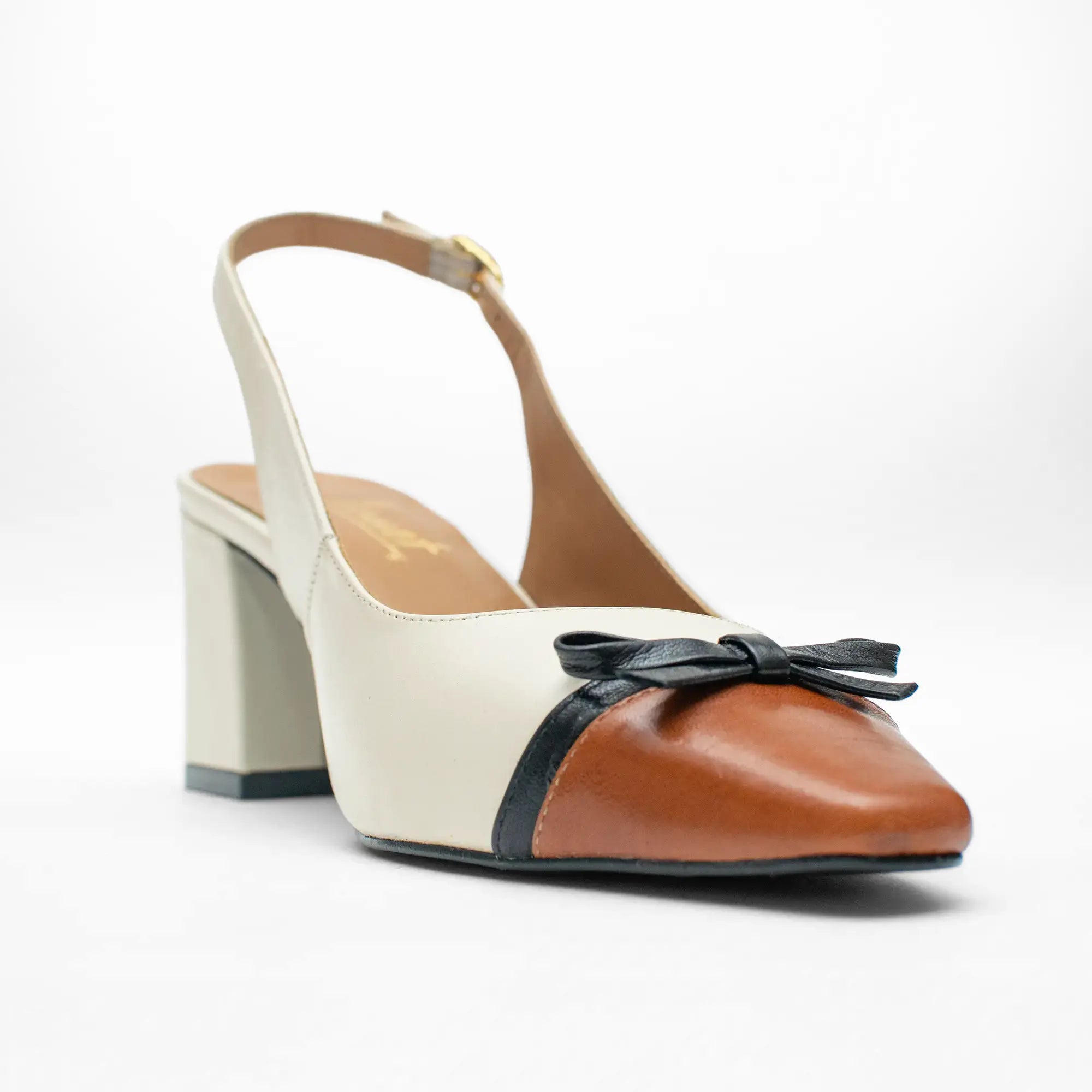 Zapato Piel Porcelana Beige con Café 9004