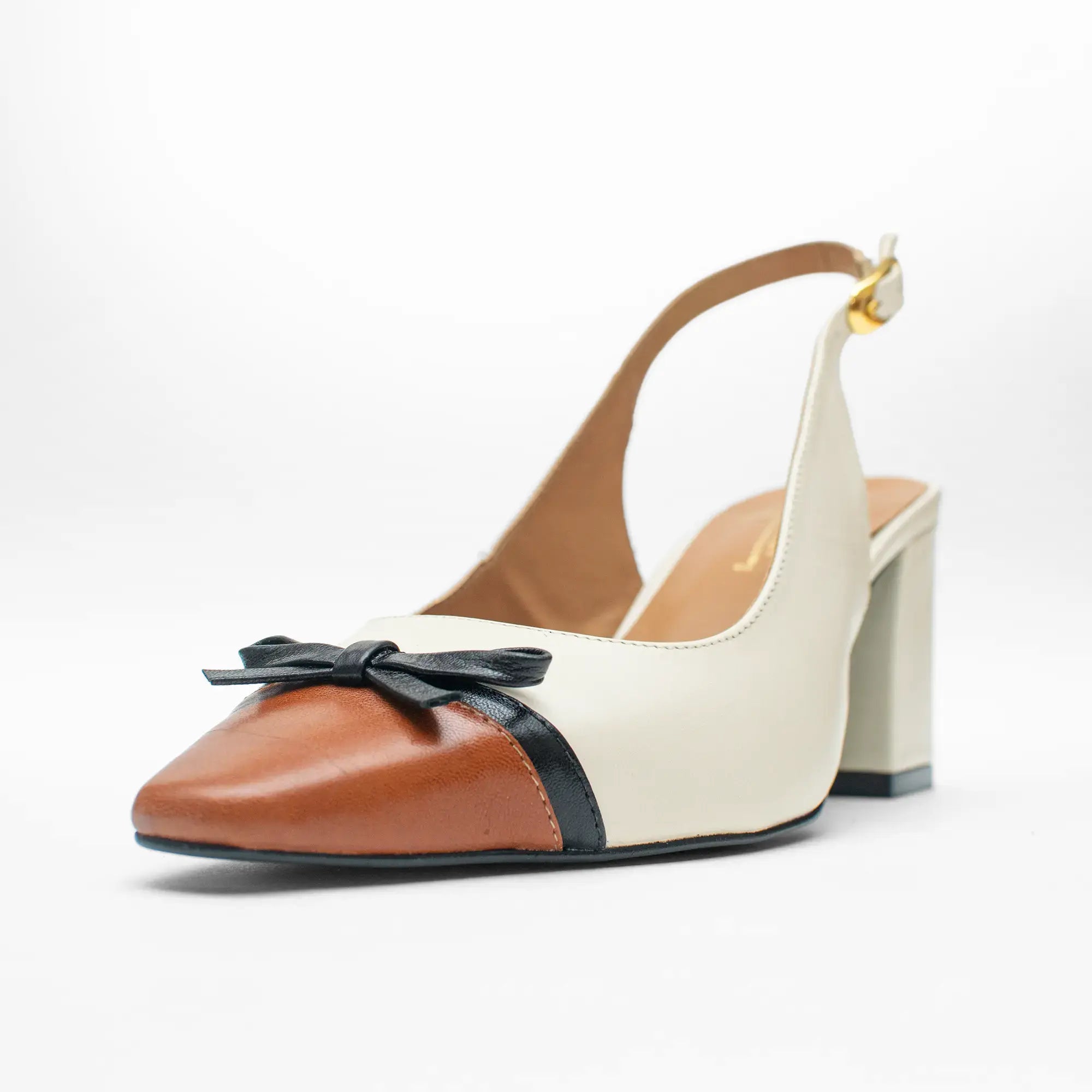 Zapato Piel Porcelana Beige con Café 9004