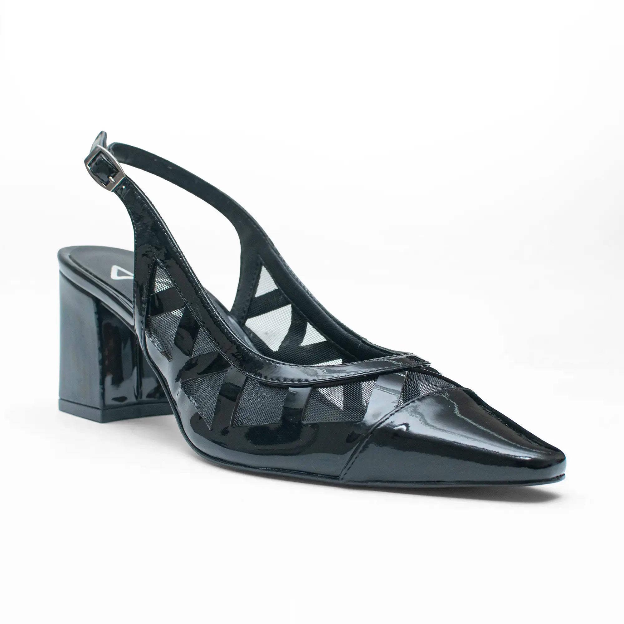 Zapato Sling Back Charol Negro 9050